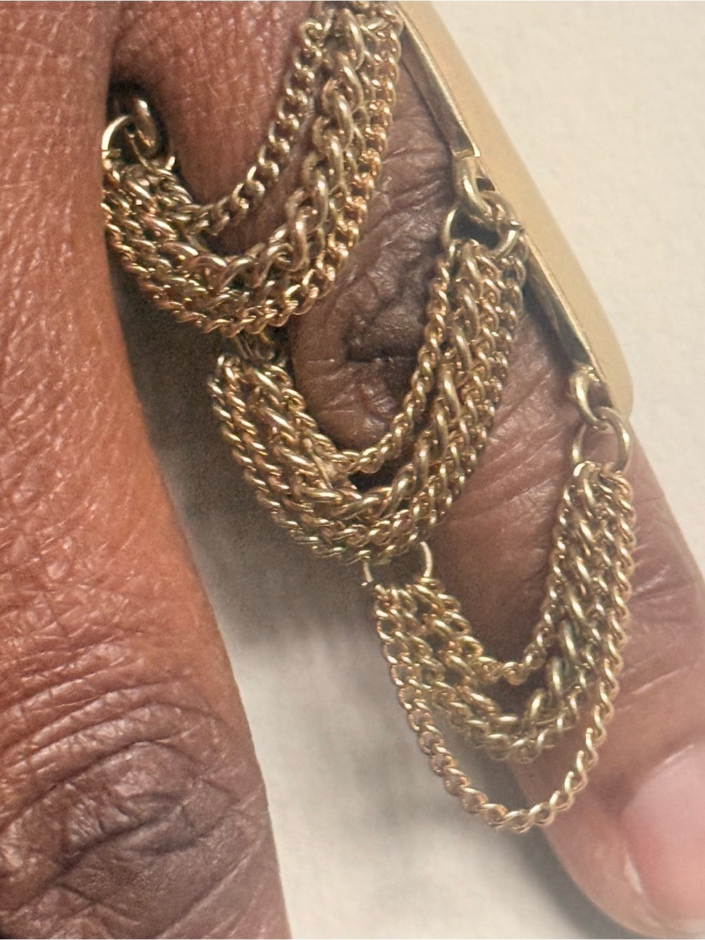 Cascading Waterfall Tiered Multi-Strand Chain Link Gold Tone Ring Sz 6 - Picture 6 of 7
